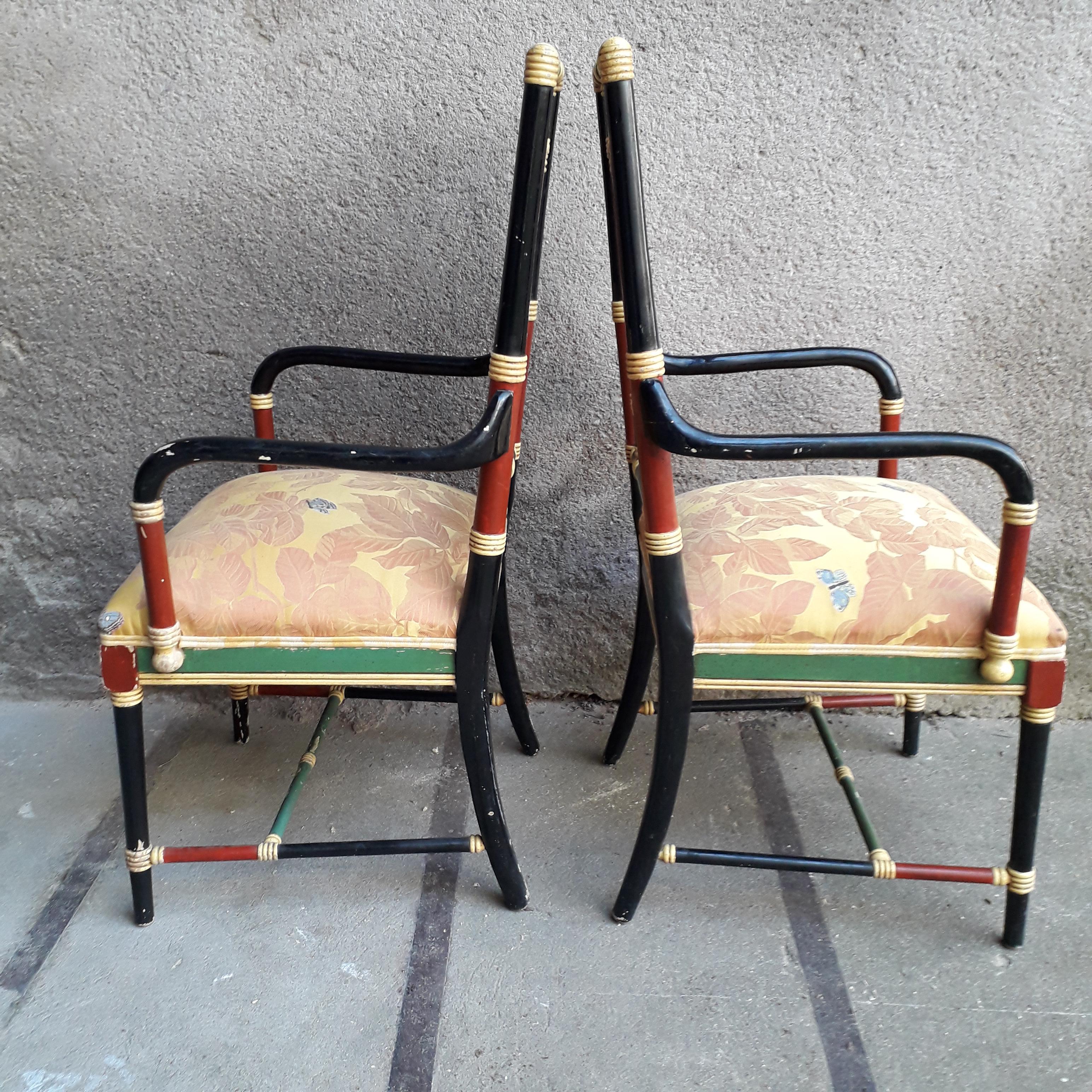 English Pair of Brighton Pavilion Style Armchairs, 20th Century For Sale