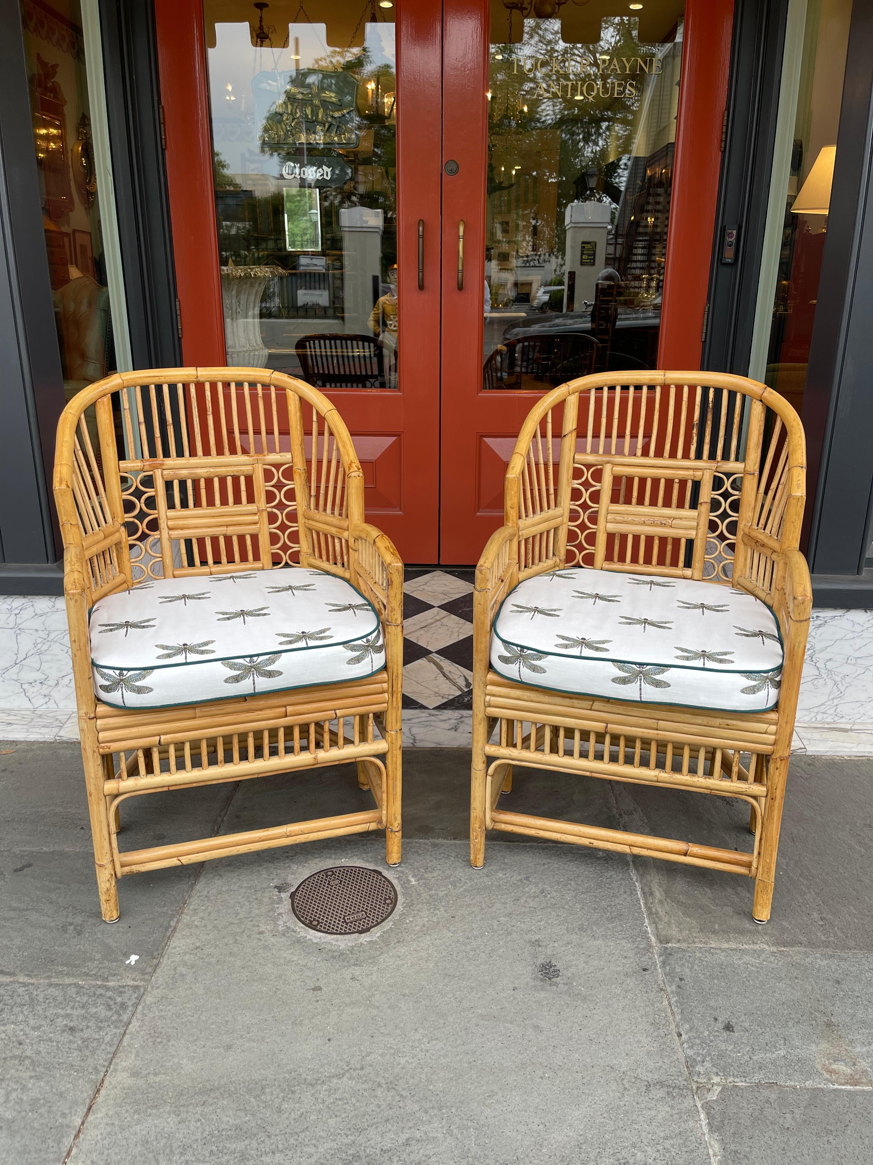 Pair of Brighton Pavilion Style Bamboo and Cane 20th Century Chairs In Good Condition In Charleston, SC