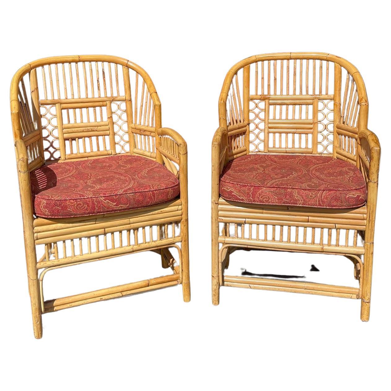 Pair of Brighton Pavilion Style Bamboo and Cane 20th Century Chairs