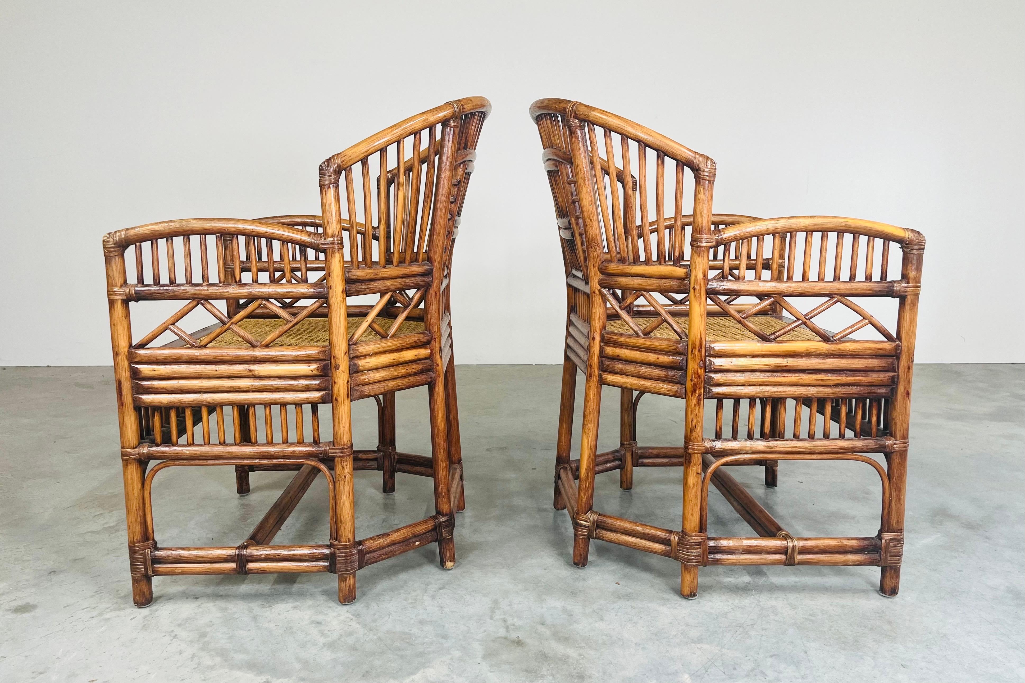 Pair Of Brighton Pavilion Style Bamboo And Cane Armchairs  In Good Condition In Southampton, NJ