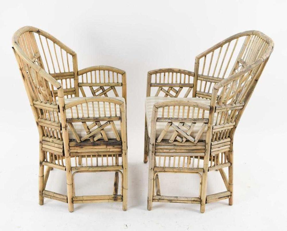 Hollywood Regency Pair of Brighton Pavilion Style Bamboo Armchairs