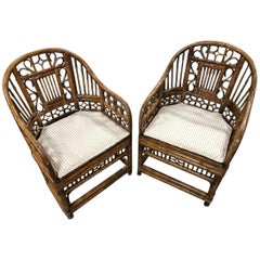 Vintage Pair of Brighton Pavilion Style Bamboo Armchairs