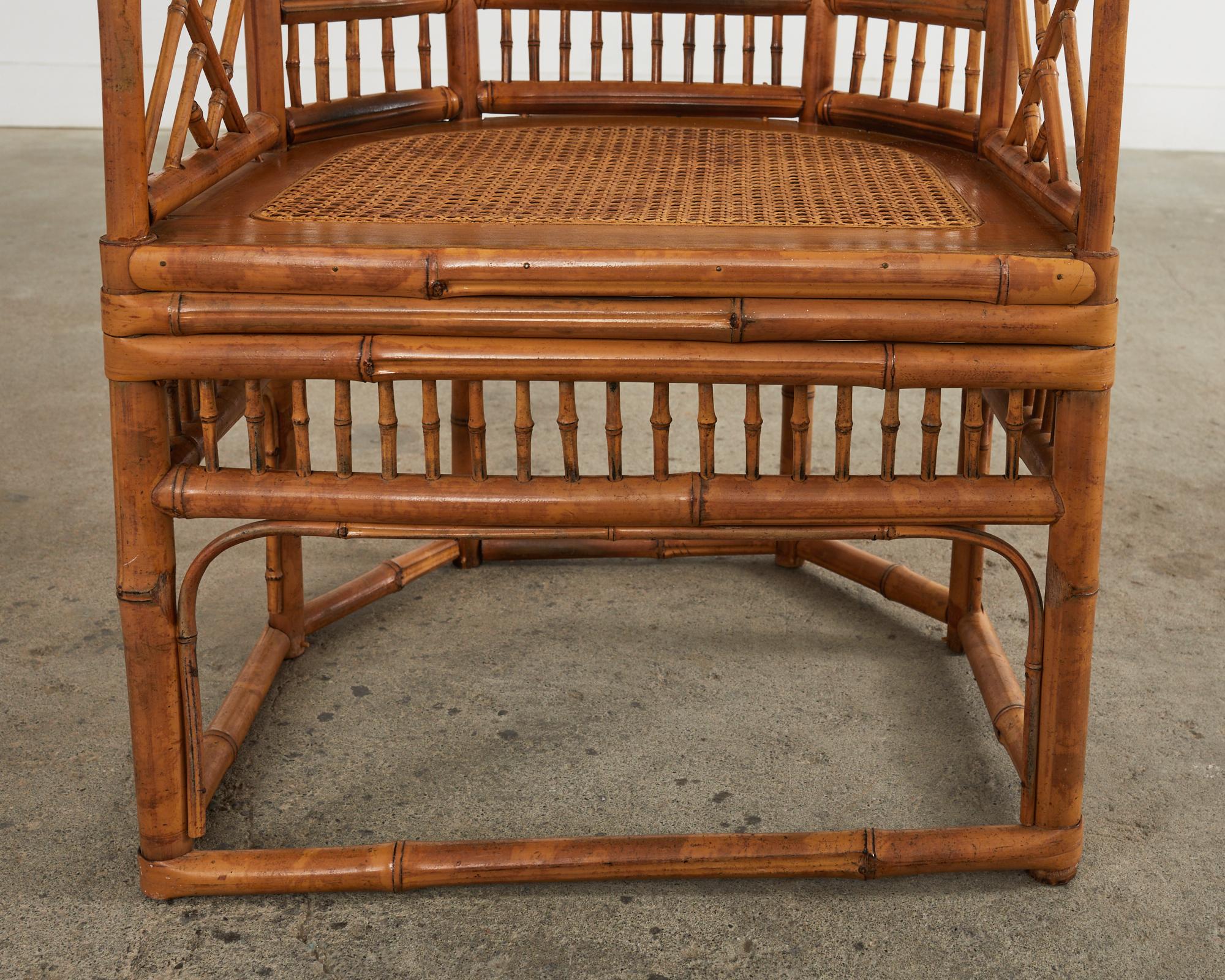 Pair of Brighton Pavilion Style Bamboo Cane Dining Armchairs For Sale 8