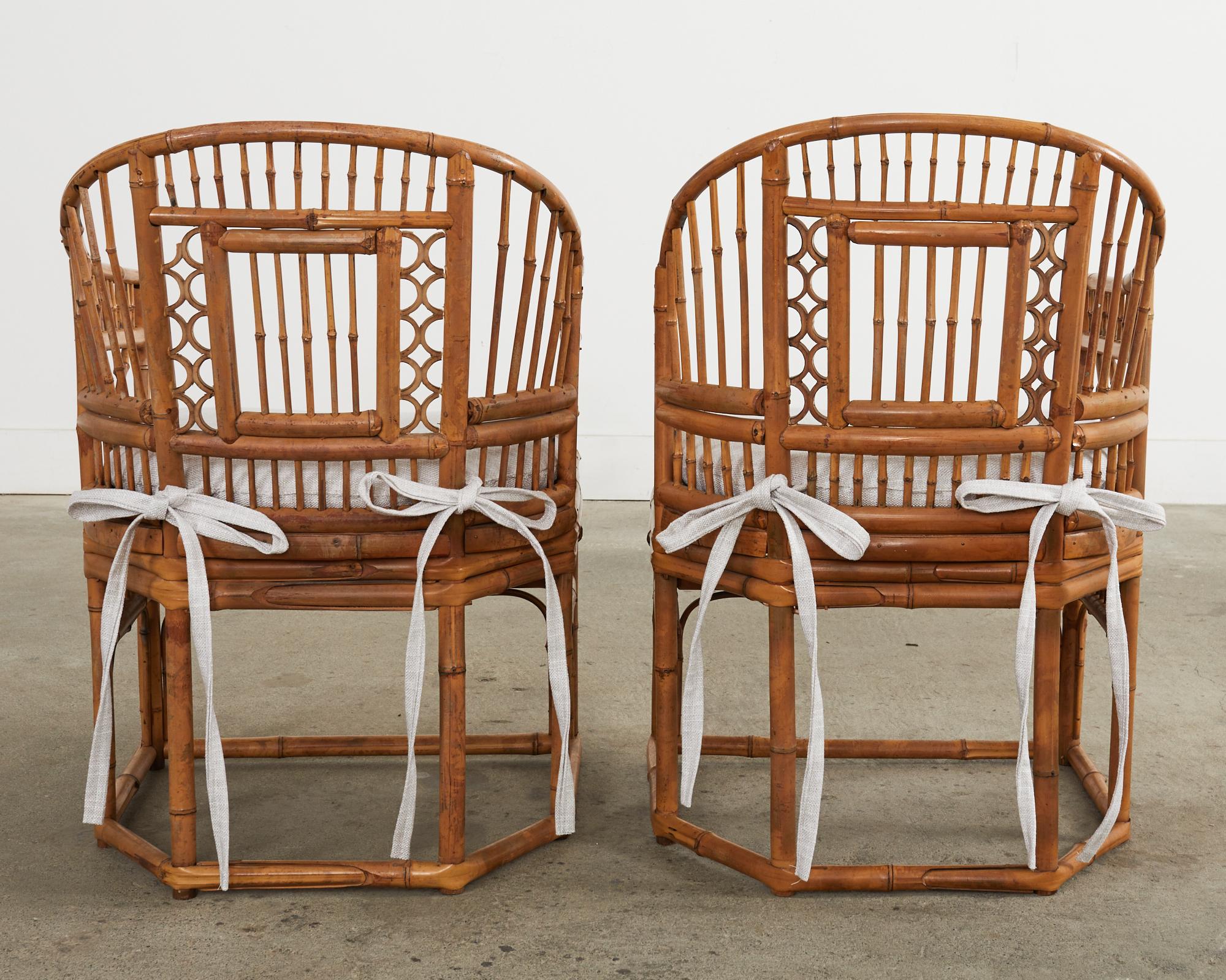 Pair of Brighton Pavilion Style Bamboo Cane Dining Armchairs For Sale 12