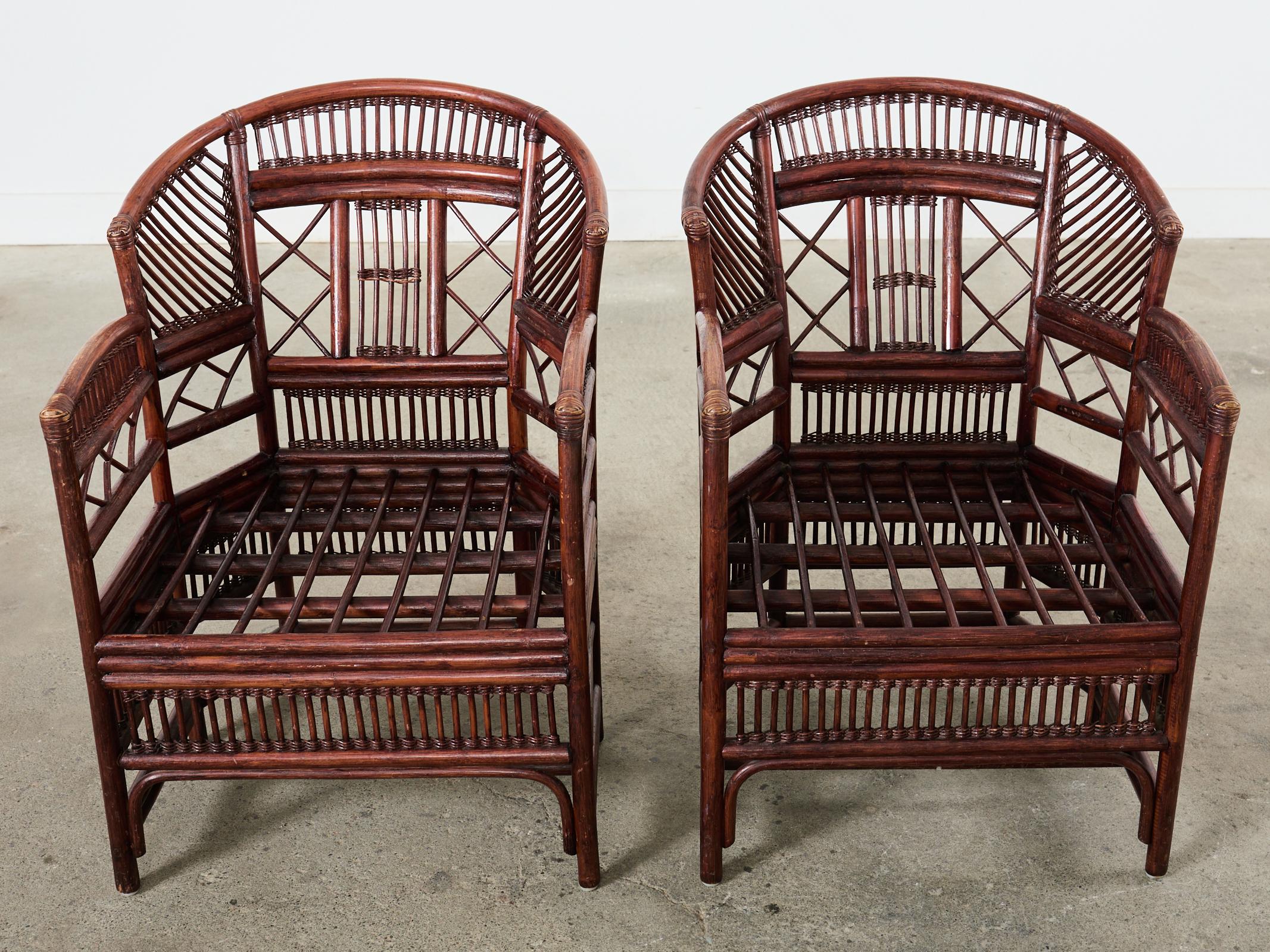 Pair of Brighton Pavilion Style Bamboo Dining Armchairs  For Sale 6