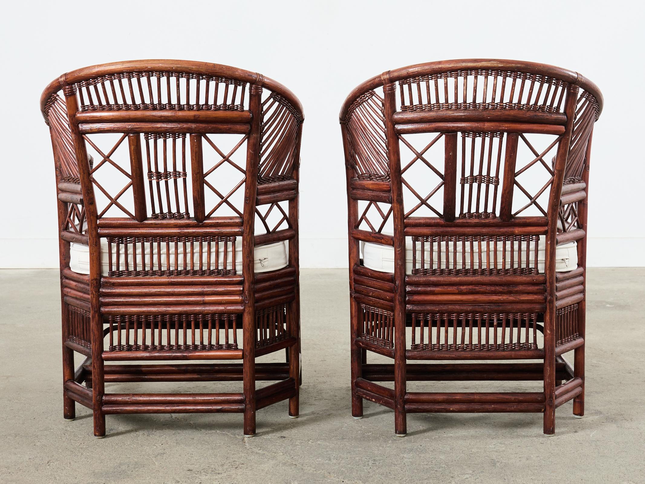 Pair of Brighton Pavilion Style Bamboo Dining Armchairs  For Sale 9