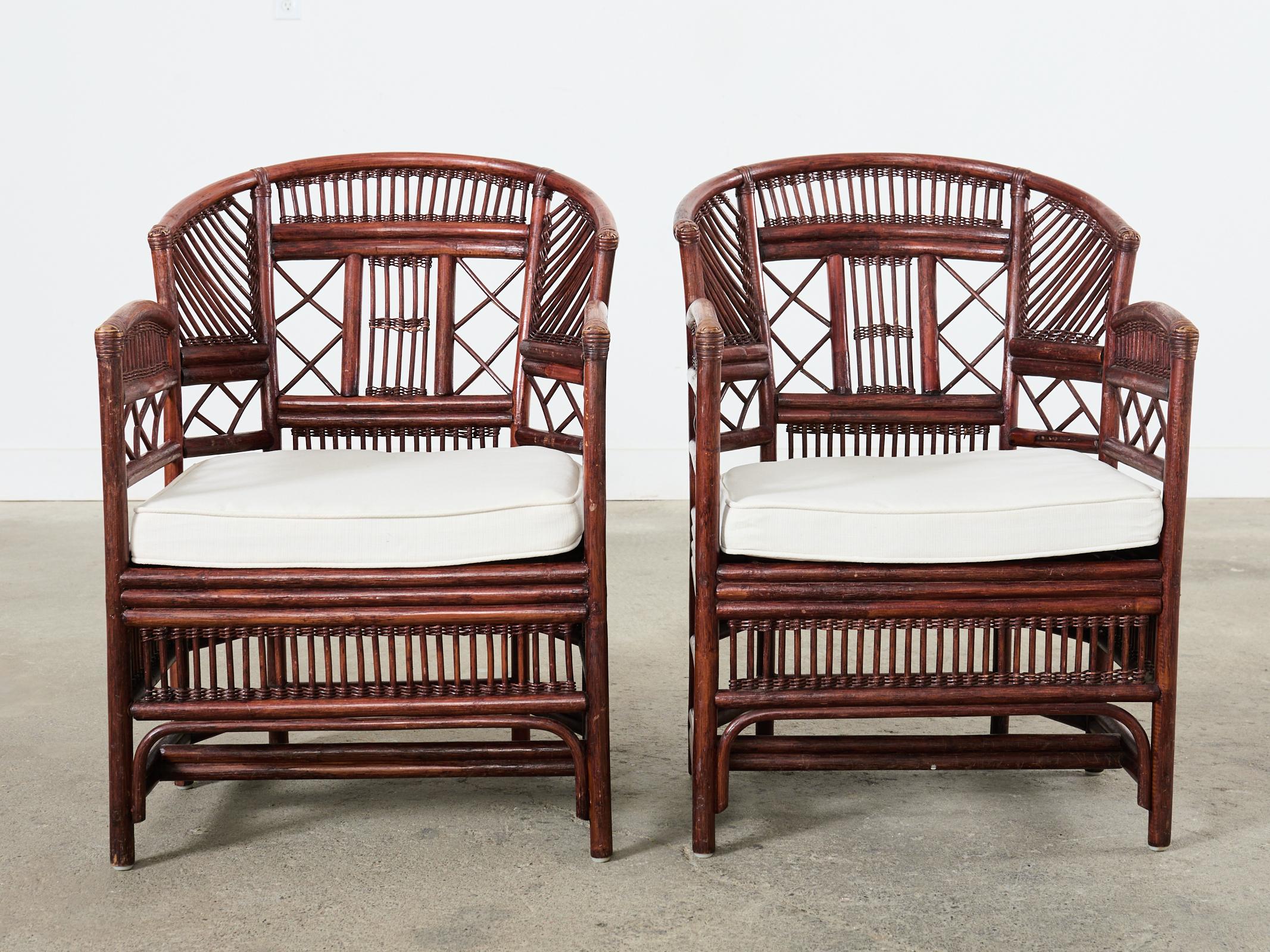 Chinese Pair of Brighton Pavilion Style Bamboo Dining Armchairs  For Sale