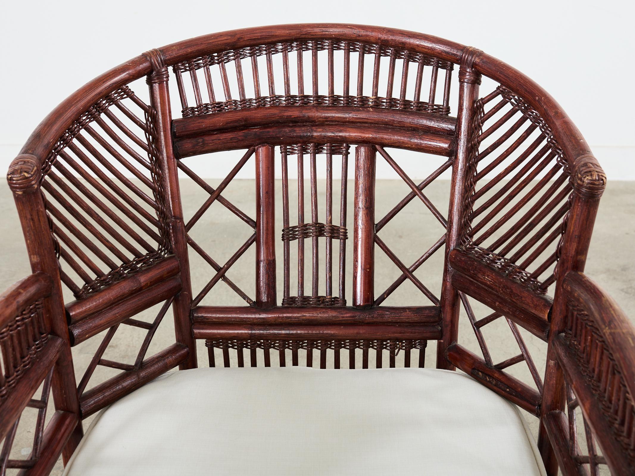 Pair of Brighton Pavilion Style Bamboo Dining Armchairs  For Sale 1