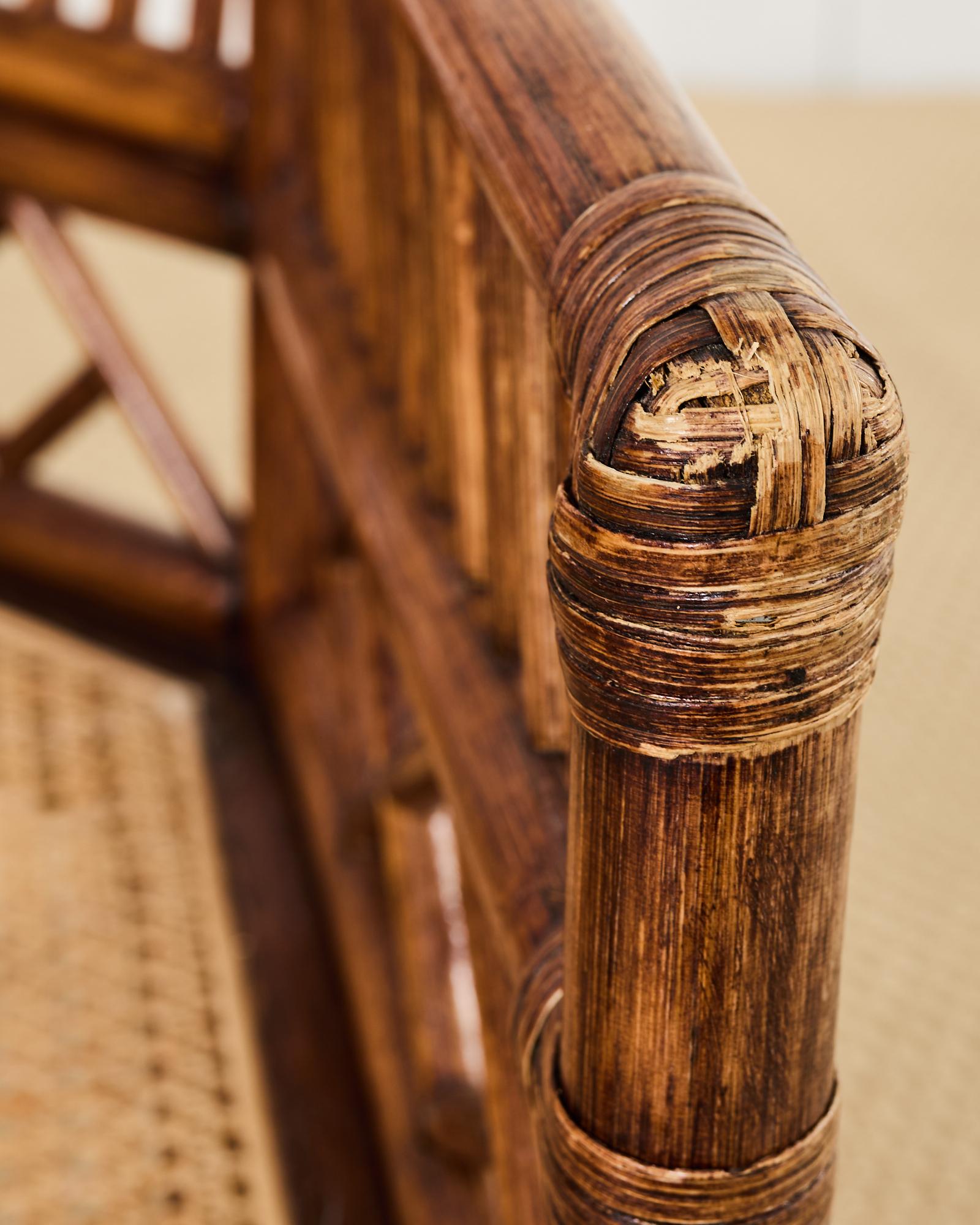 Pair of Brighton Pavilion Style Bamboo Rattan Dining Armchairs 8
