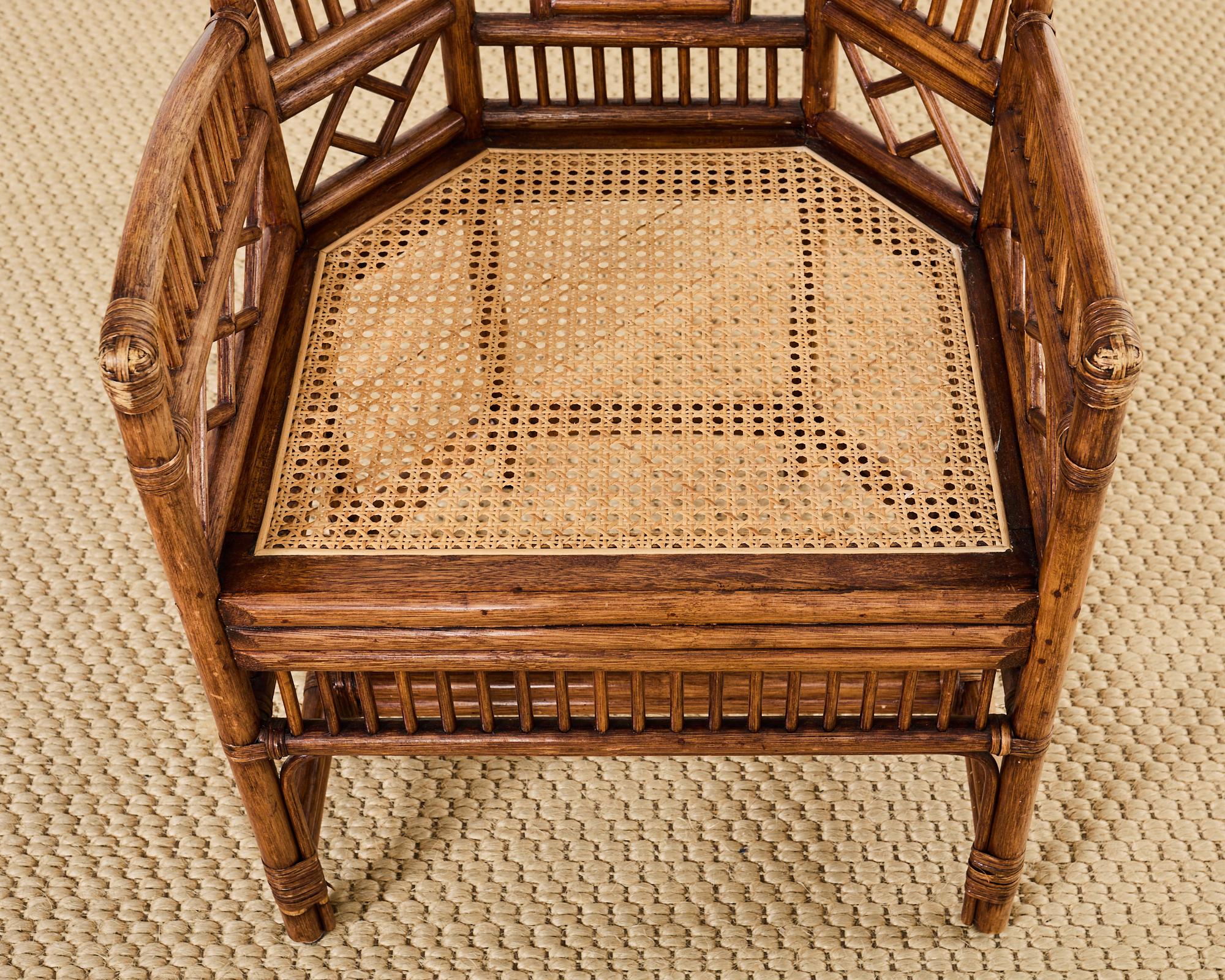 Pair of Brighton Pavilion Style Bamboo Rattan Dining Armchairs 10