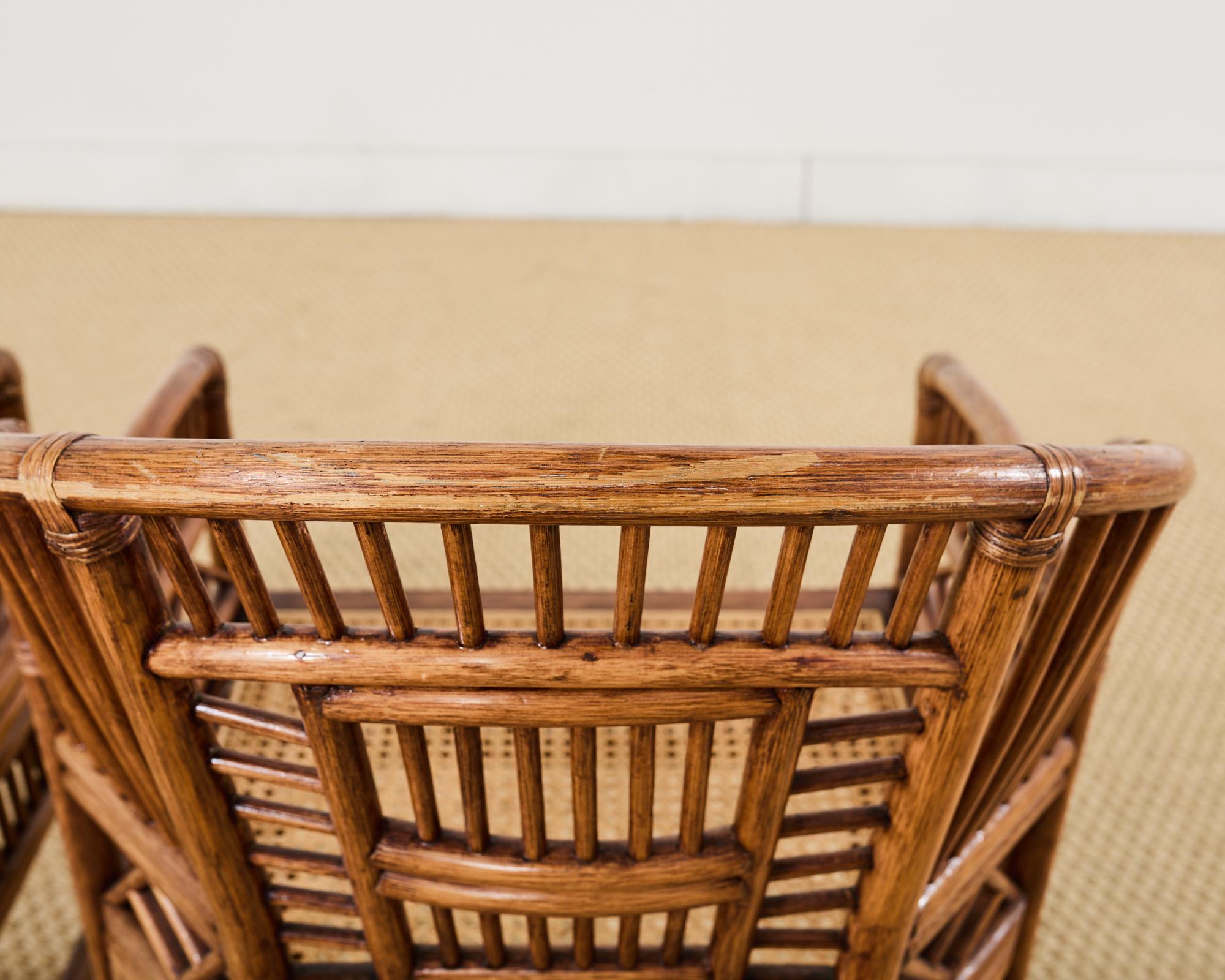 Pair of Brighton Pavilion Style Bamboo Rattan Dining Armchairs 13