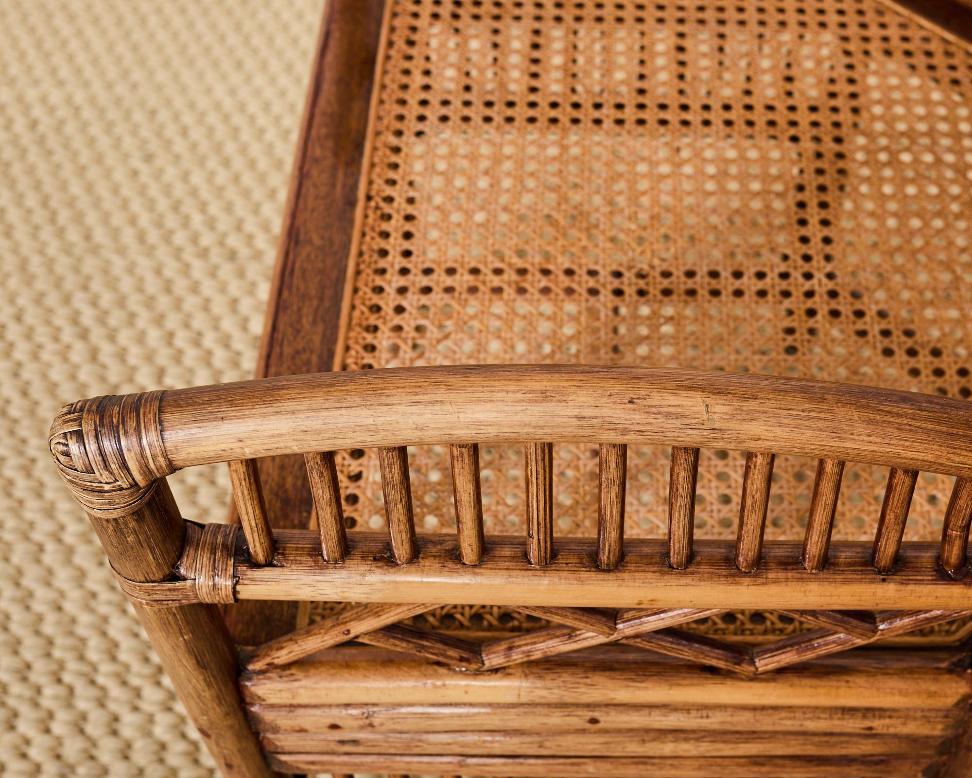 Pair of Brighton Pavilion Style Bamboo Rattan Dining Armchairs 1