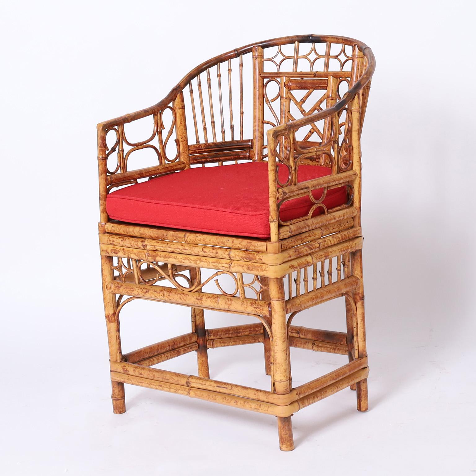 Chinese Chippendale Pair of Brighton Pavilion Style Chairs
