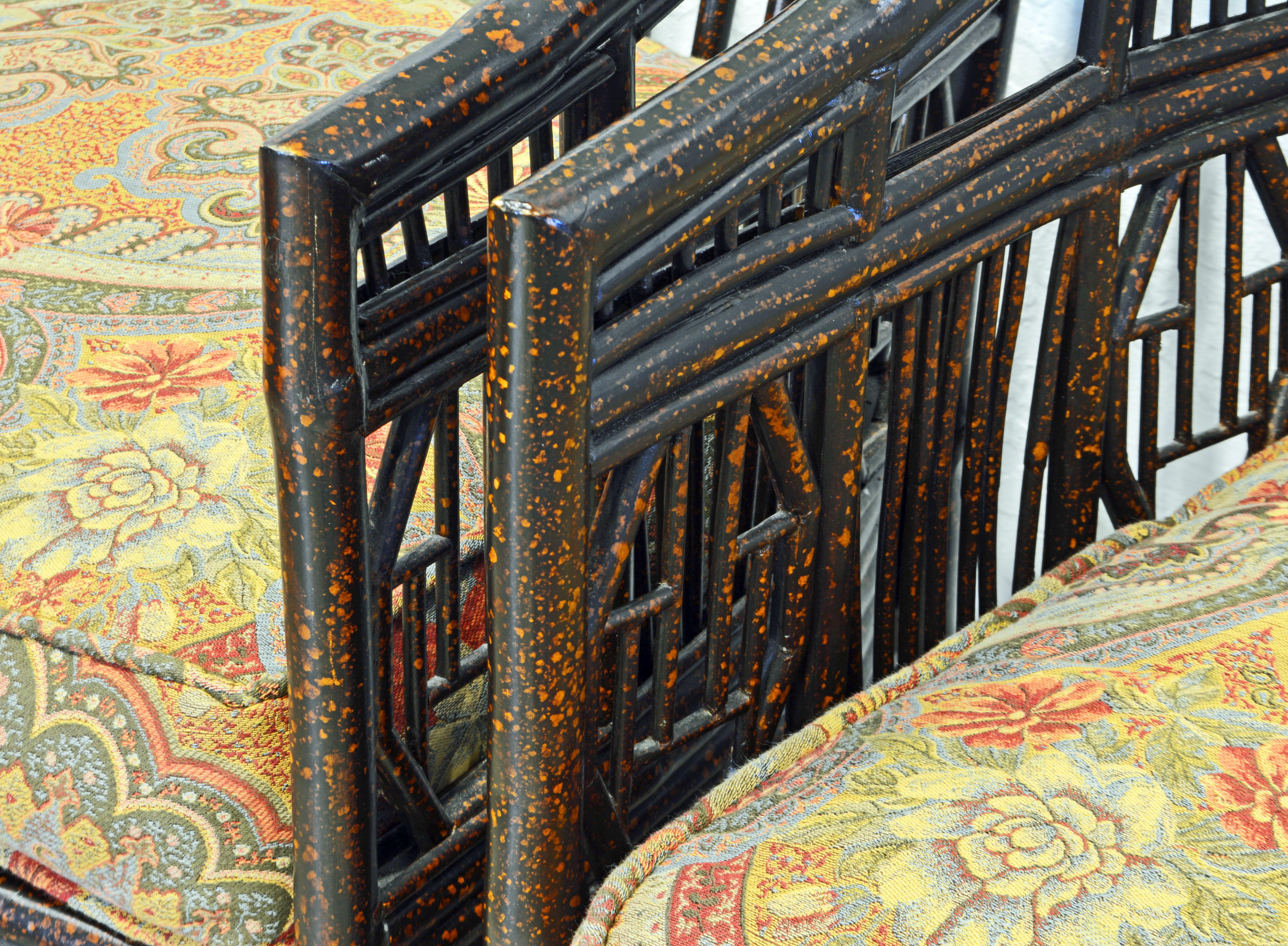 Pair of Brighton Pavillion, Chinoiserie Lacquered Bamboo Chairs, 20th Century 1