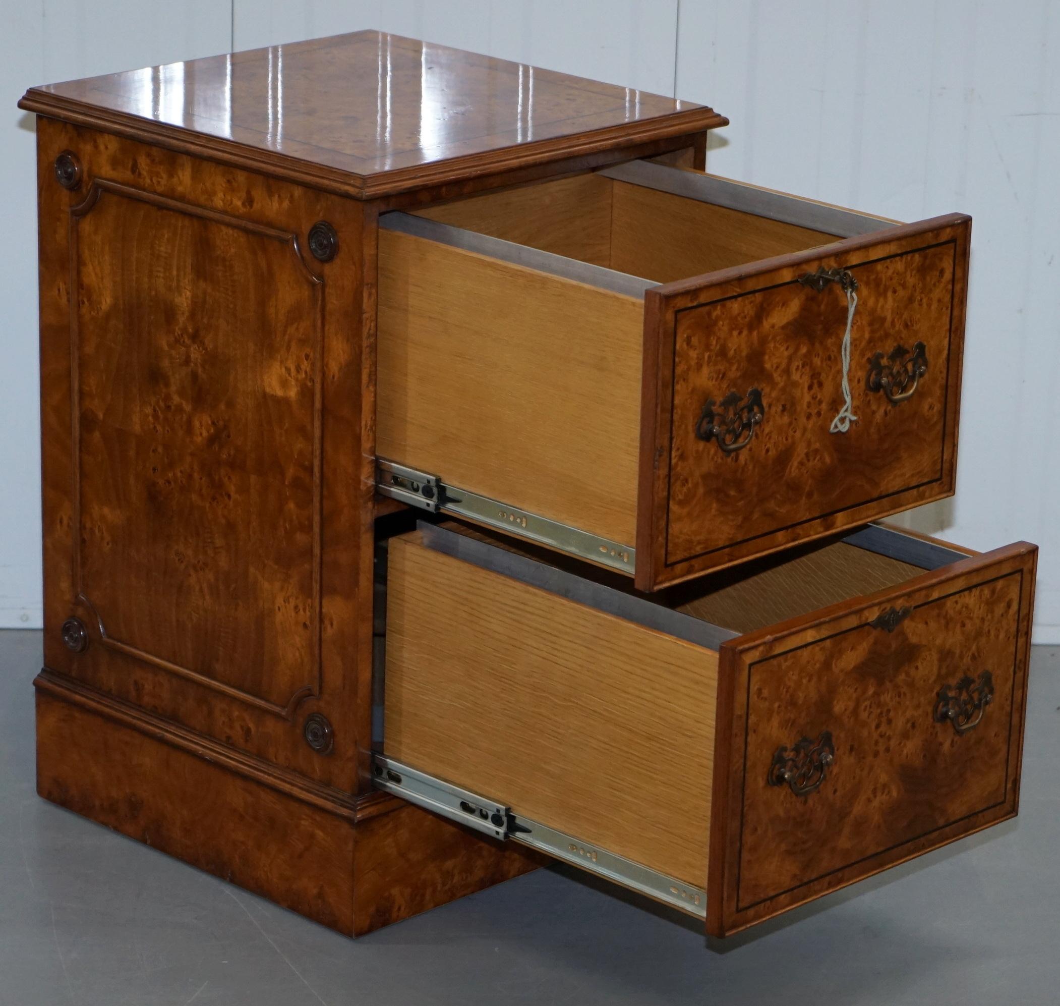Pair of Brights of Nettlebed Burr Walnut Office Filing Cabinets Desk 13