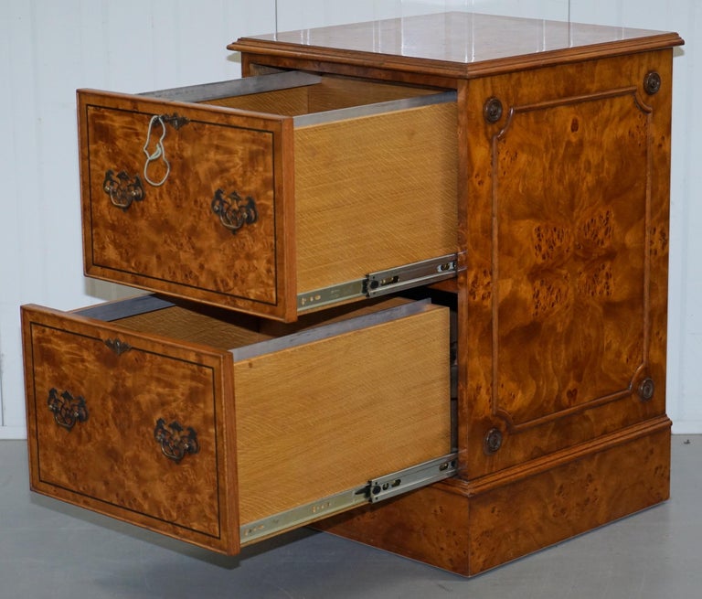 Pair of Brights of Nettlebed Burr Walnut Office Filing Desk