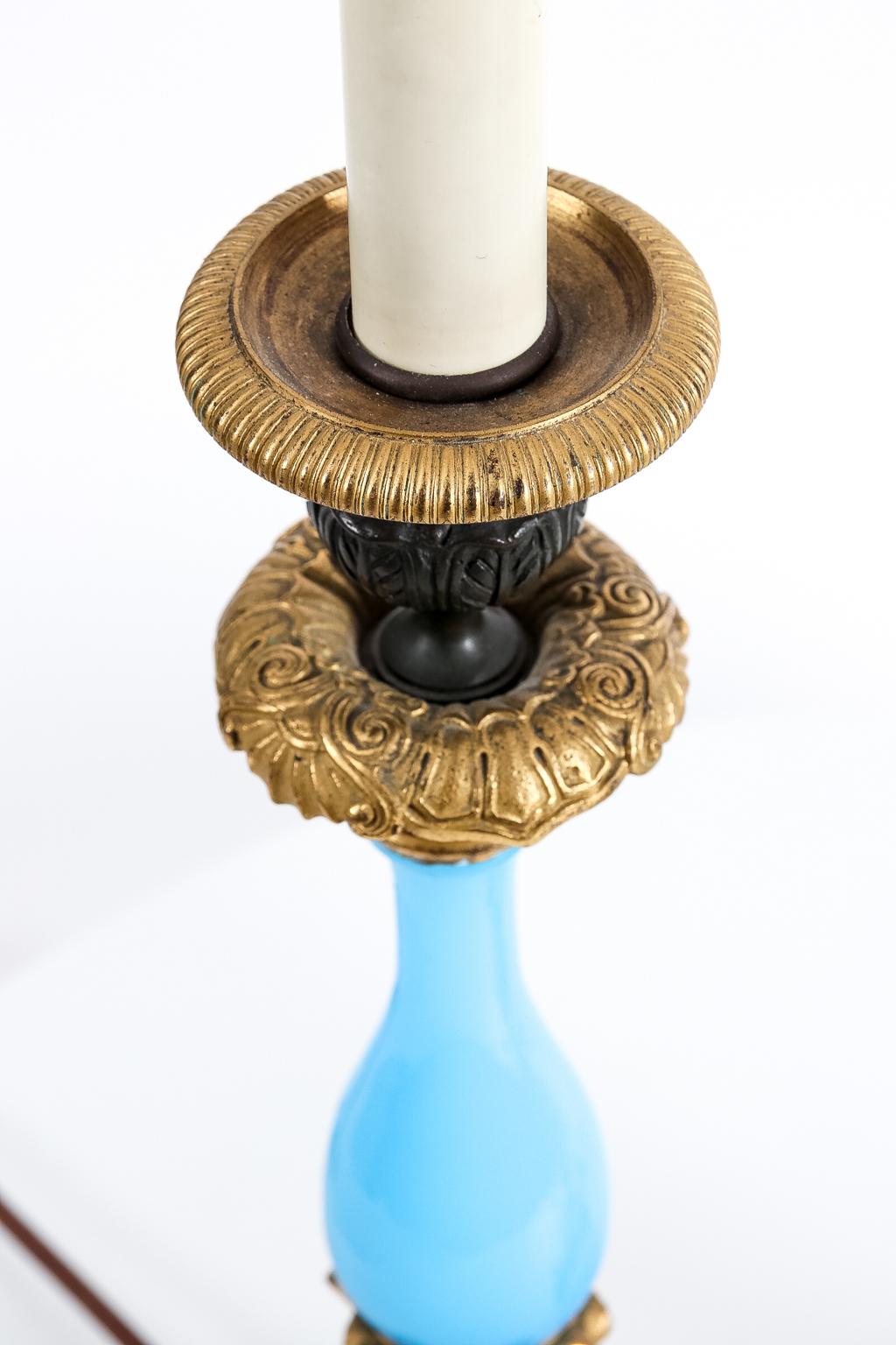 blue candlestick lamp