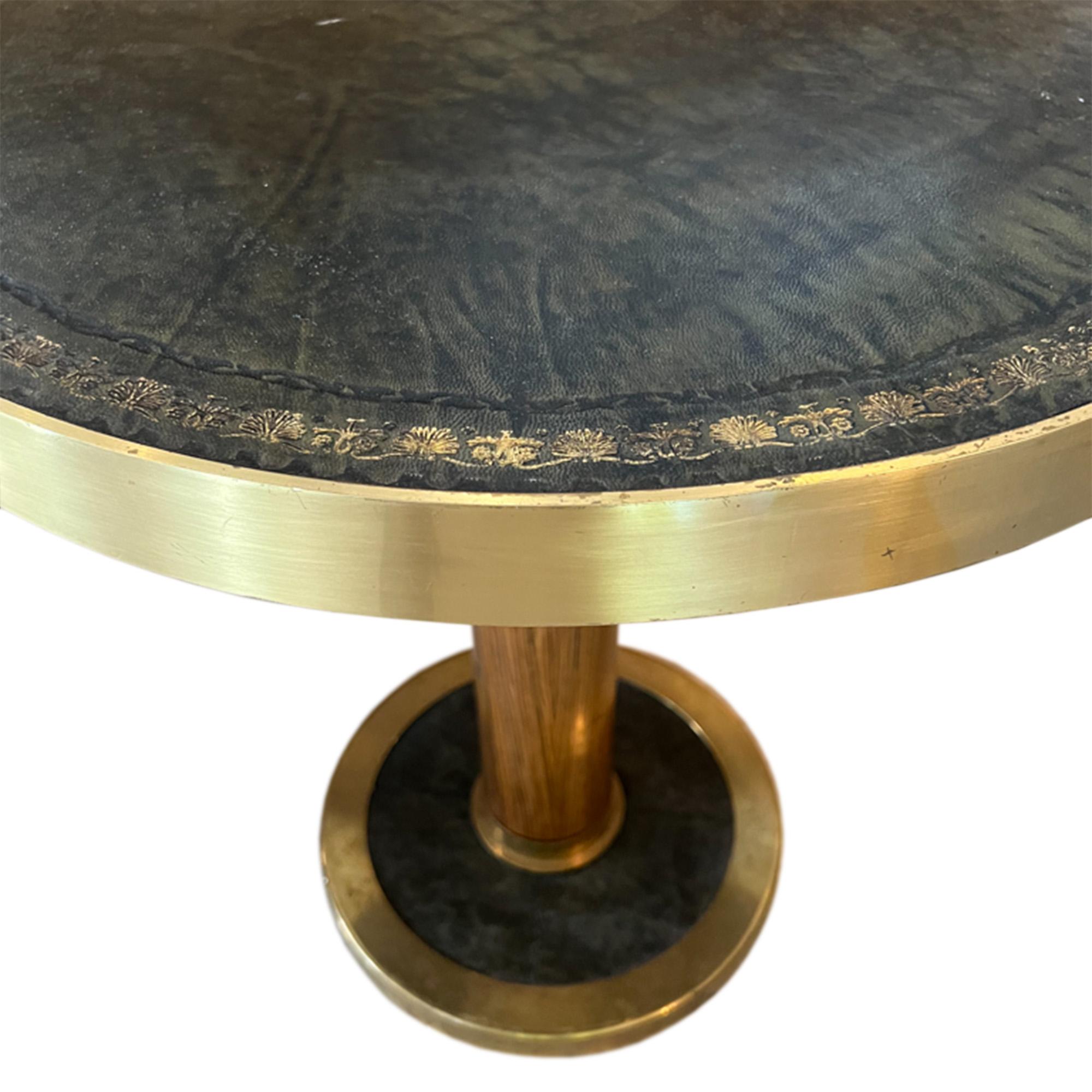Pair of British 1970s Brass Mounted, Leather Topped Ship's Tables In Good Condition In London, GB