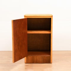 Pair of British Art Deco Maple Bedside Cabinets with Smart Walnut Banding c.1930
