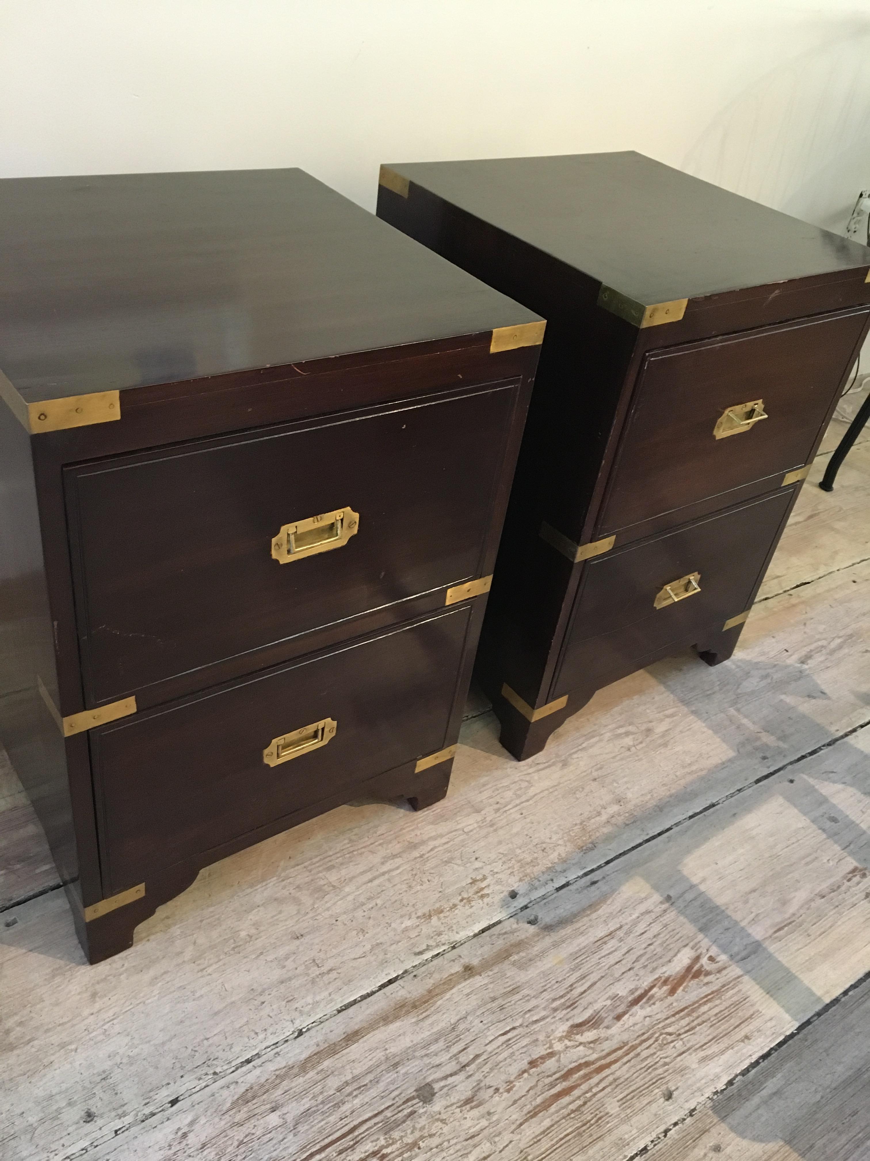 Pair of British Campaign Style Side Table In Good Condition In Nantucket, MA