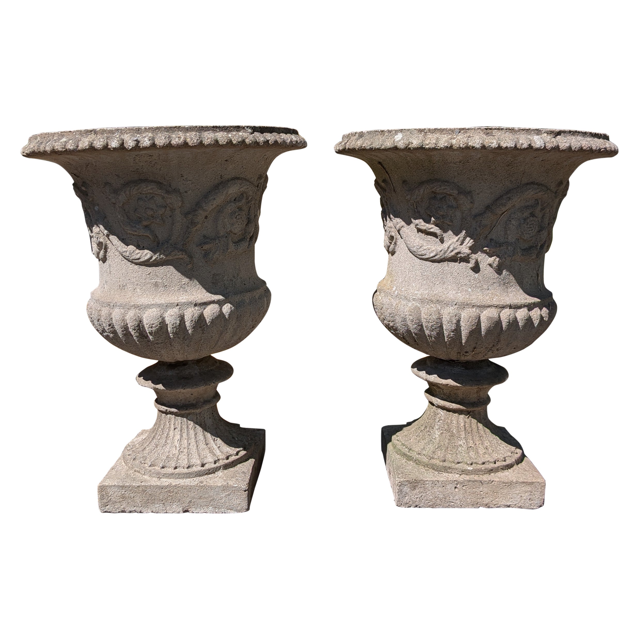 Coppia di fioriere in pietra inglese / Jardinieres