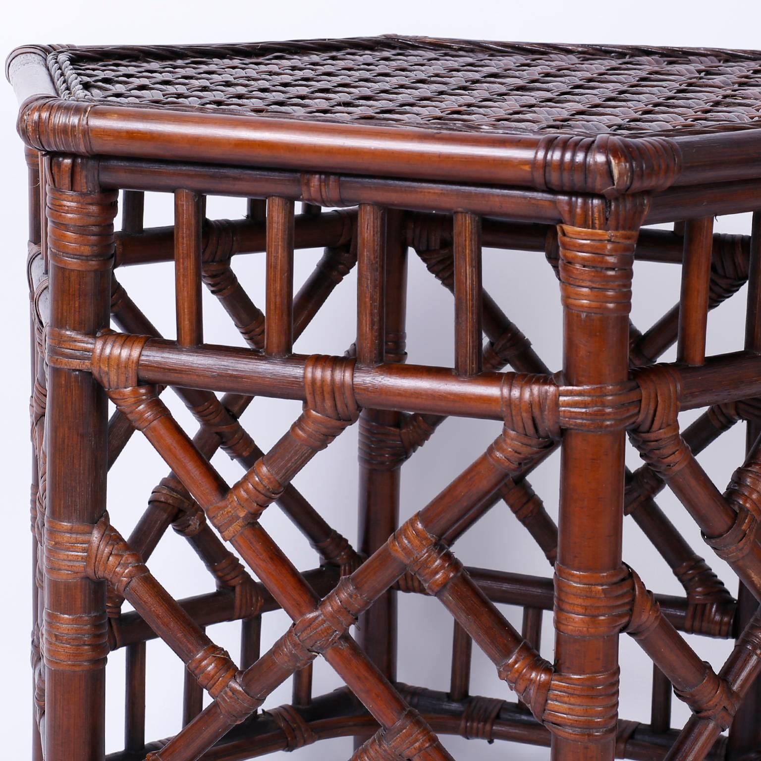 Pair of British Colonial Faux Bamboo End Tables 2