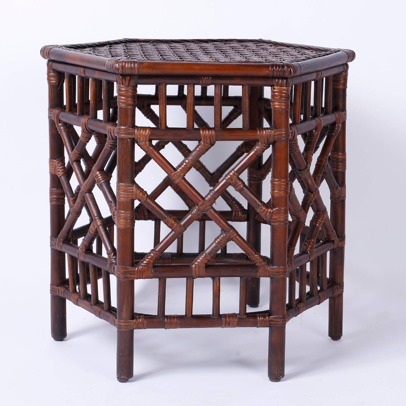 Pair of British Colonial Faux Bamboo End Tables 3