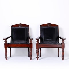 Pair of British Colonial Leather Plantation Chairs