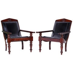 Pair of British Colonial Leather Plantation Chairs