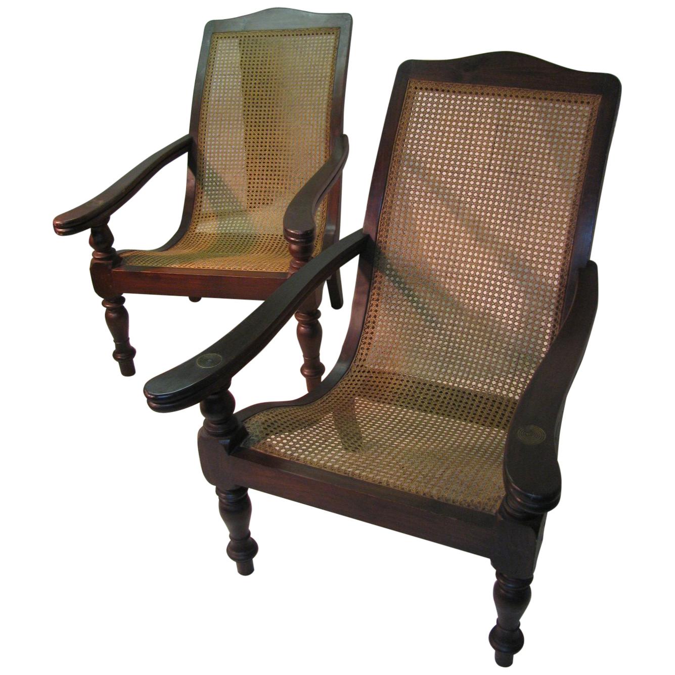 Pair of British Colonial Midcentury Plantation / Lounge Chairs