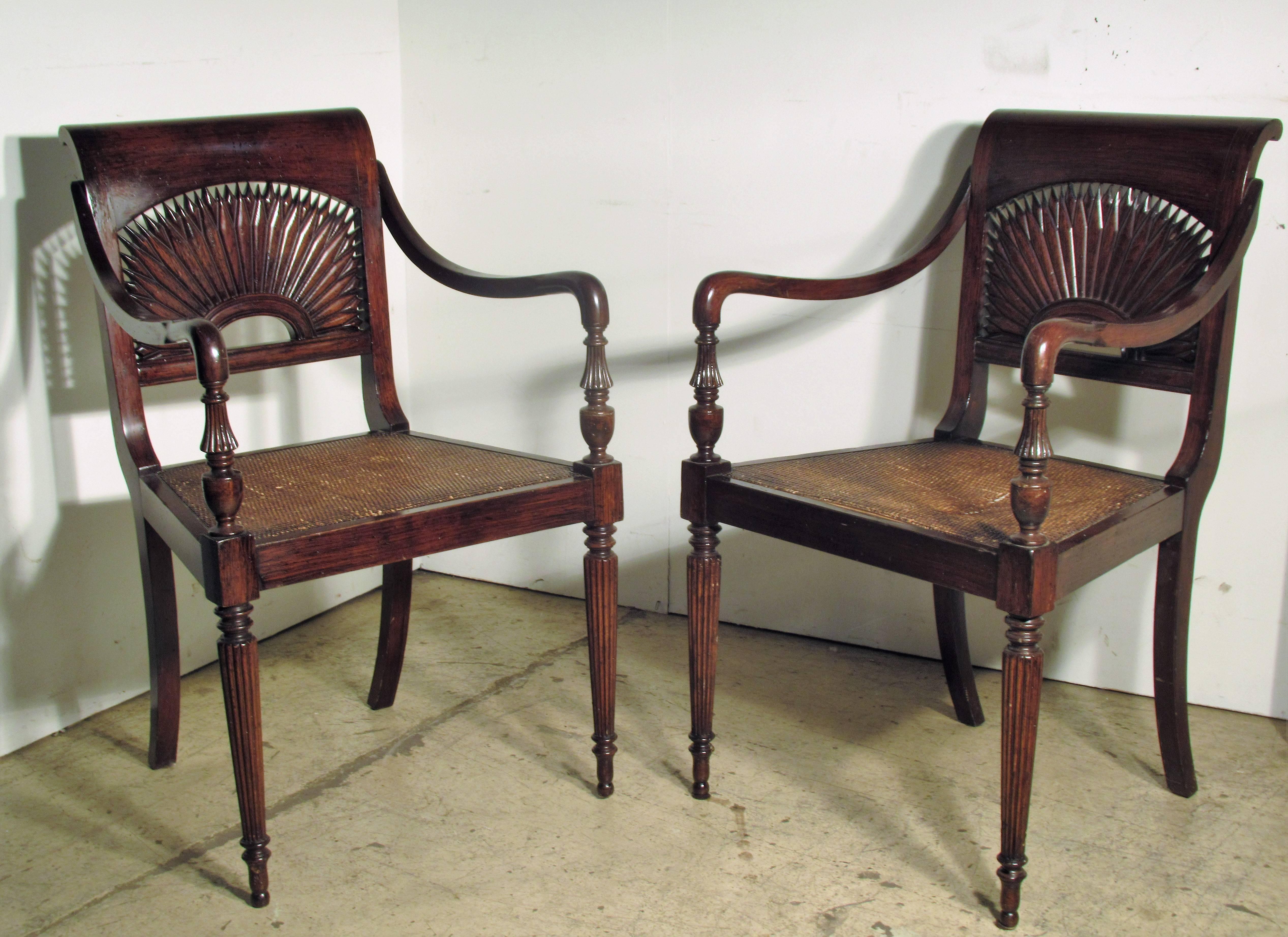 Pair of British Colonial Style Armchairs 7