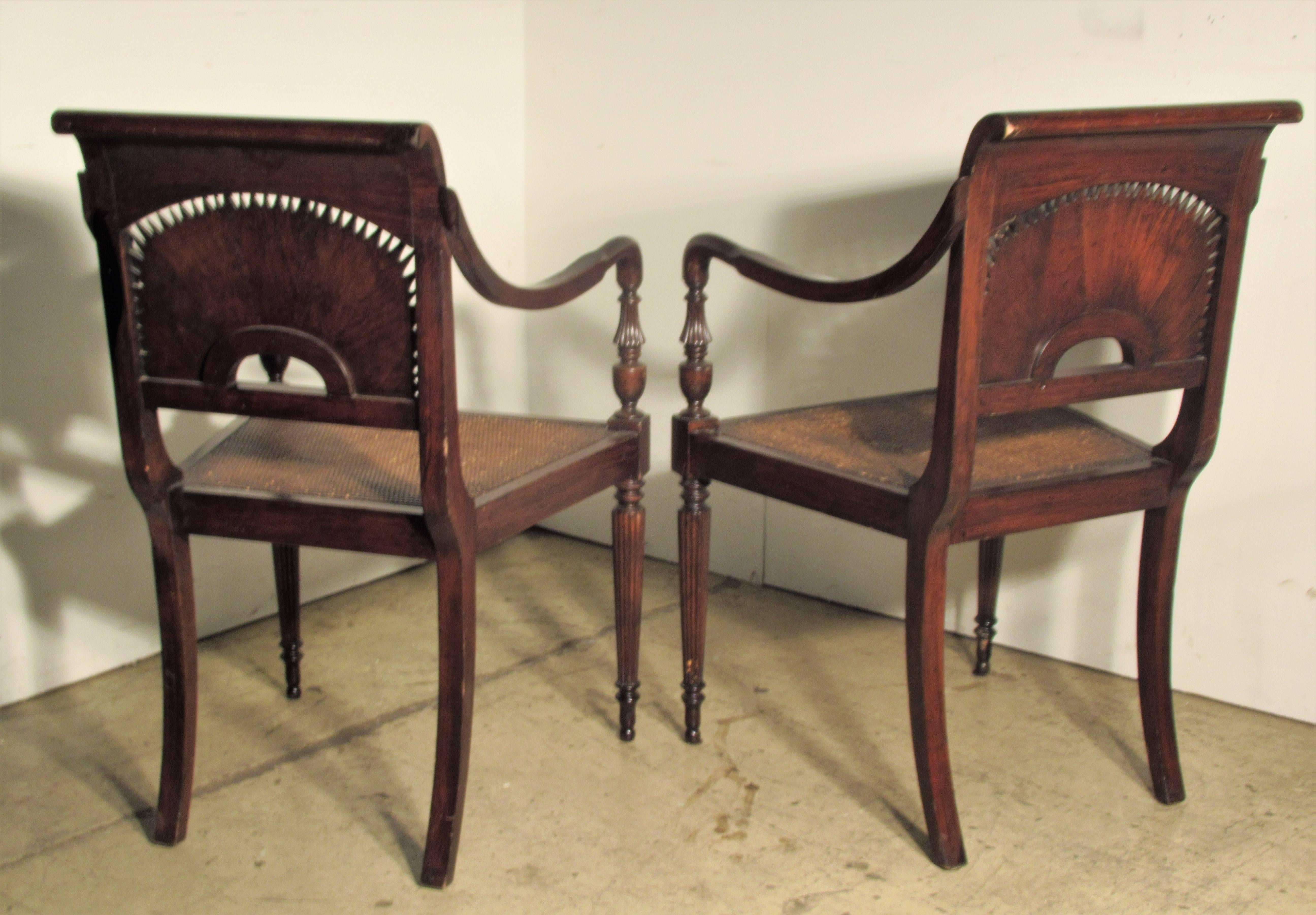 Pair of British Colonial Style Armchairs 3