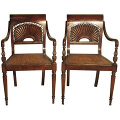 Pair of British Colonial Style Armchairs