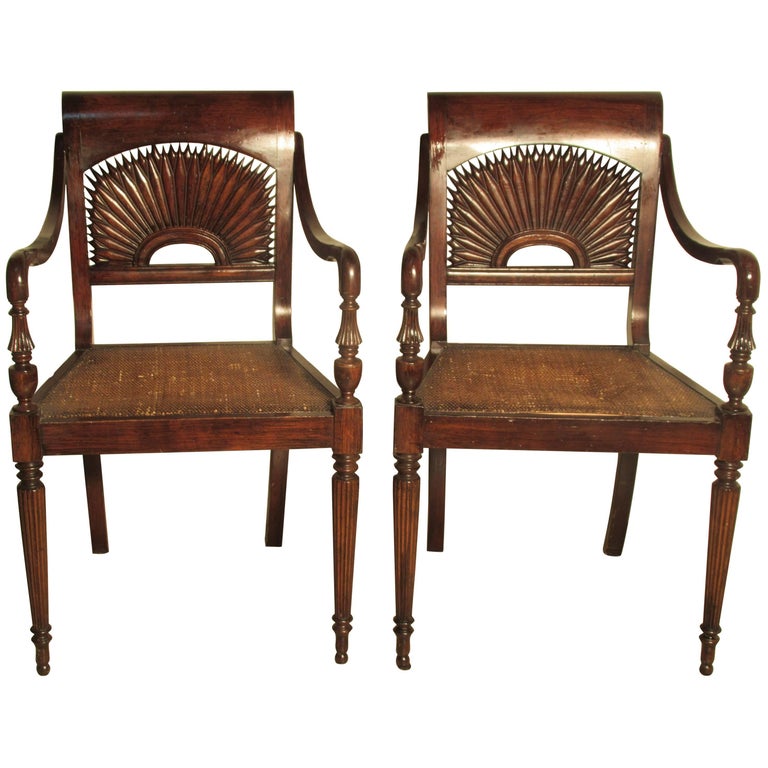 Pair of British Colonial Style Armchairs For Sale at 1stDibs