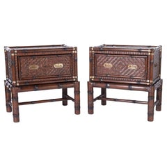Pair of British Colonial Style Chests on Bamboo Stands by Ralph Lauren