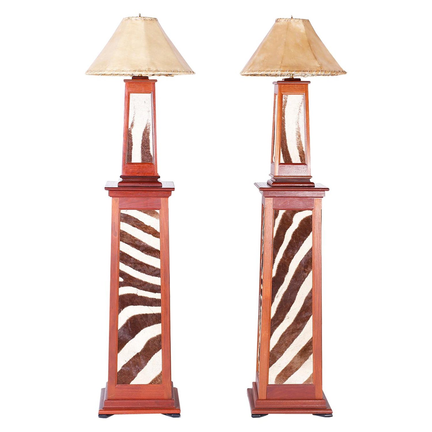 Spectaculair Inloggegevens Metafoor Pair of British Colonial Style Floor Lamps with Zebra Hide For Sale at  1stDibs