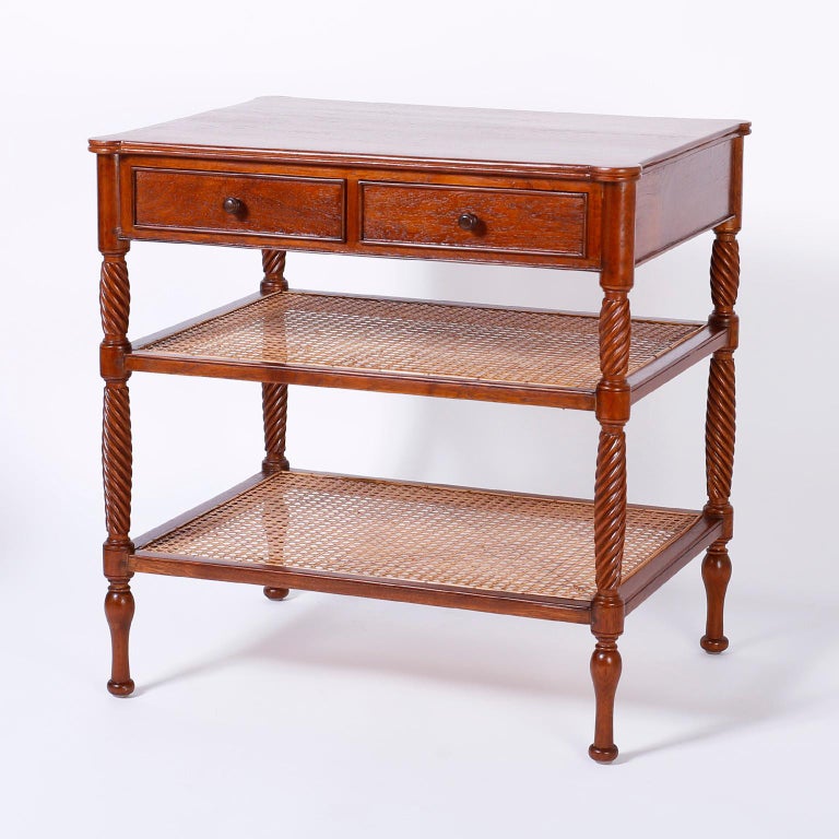 Pair of British Colonial Style Nightstand or End Tables at 1stDibs
