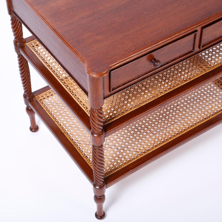 Pair of British Colonial Style Nightstand or End Tables at 1stDibs