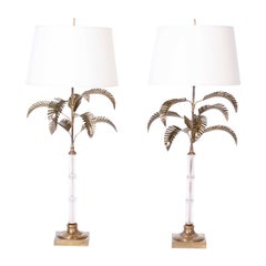 Pair of British Colonial Style Palm Tree Table Lamps