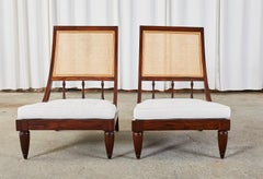 Pair of British Colonial Style Teak Cane Plantation Chairs