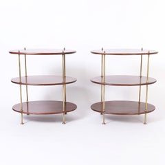 Pair of British Colonial Style Three Tiered Oval Stands
