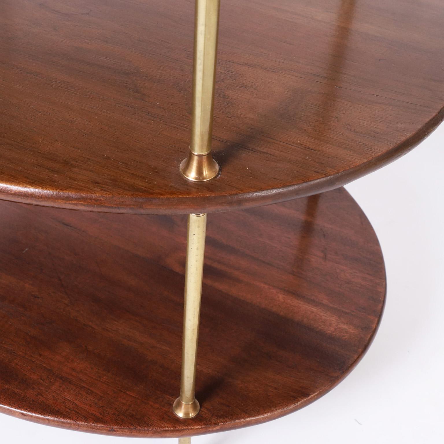 Pair of British Colonial Style Three Tiered Oval Stands 2