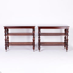 Pair of British Colonial Style Three-Tiered Stands