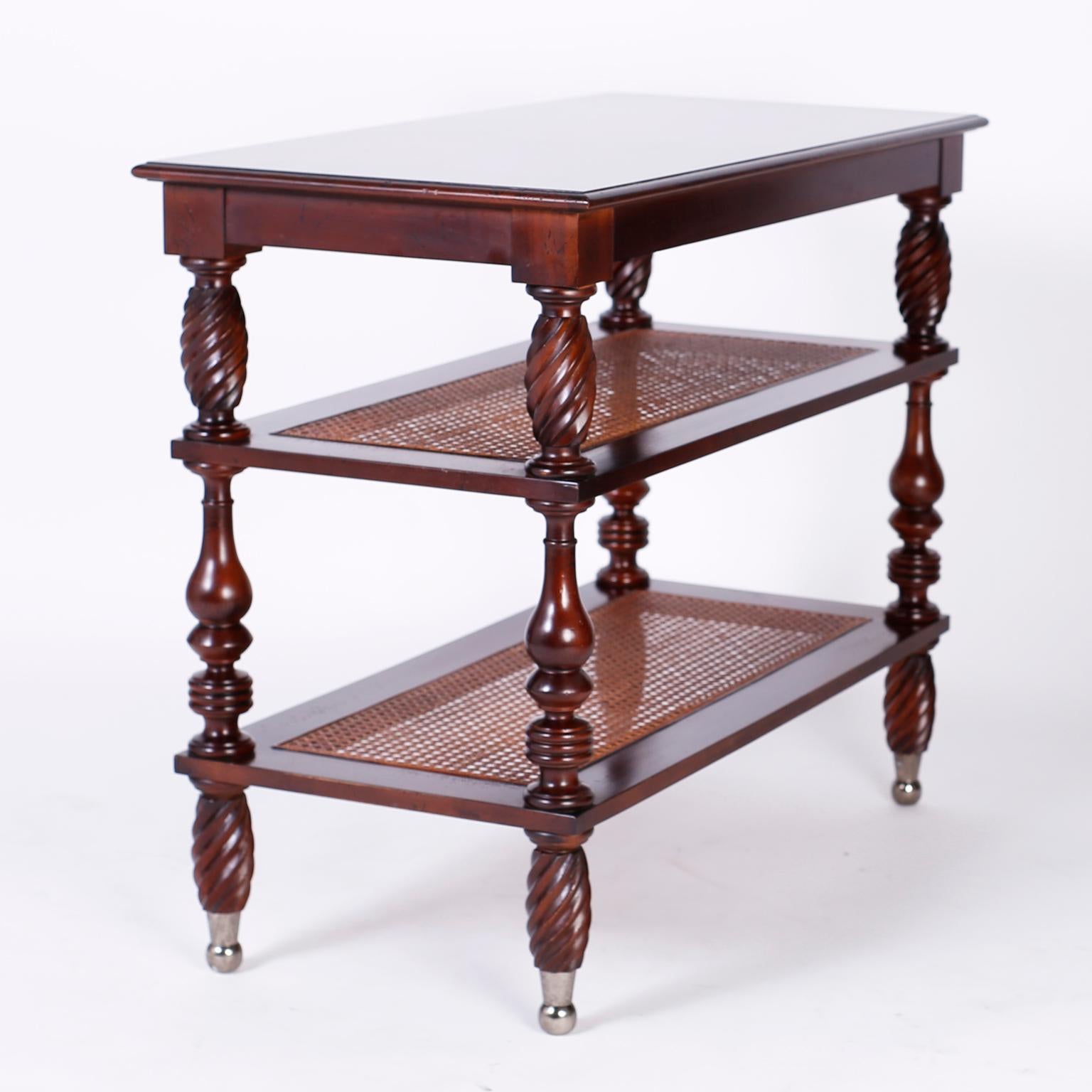 Pair of British Colonial Style Three-Tiered Stands 1