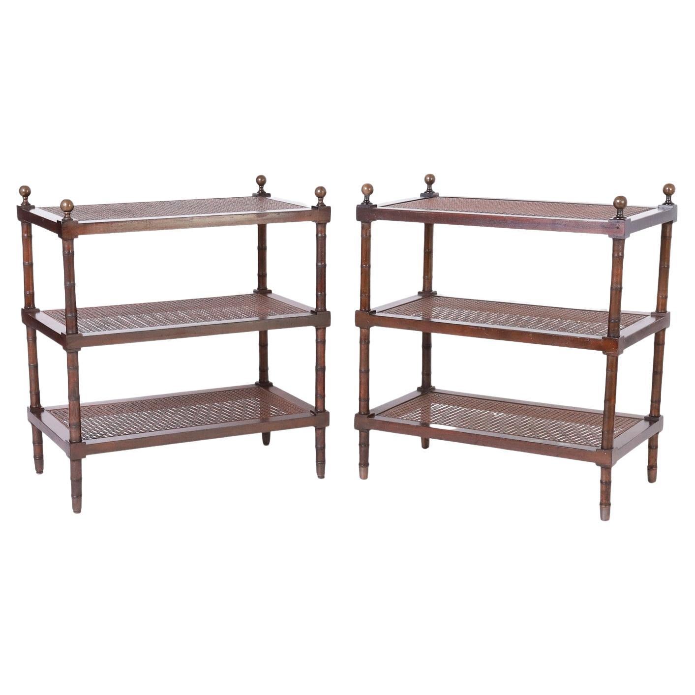 Pair of British Colonial Style Three Tiered Stands