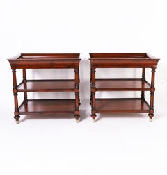 Pair of British Colonial Style Three Tiered Stands or Tables
