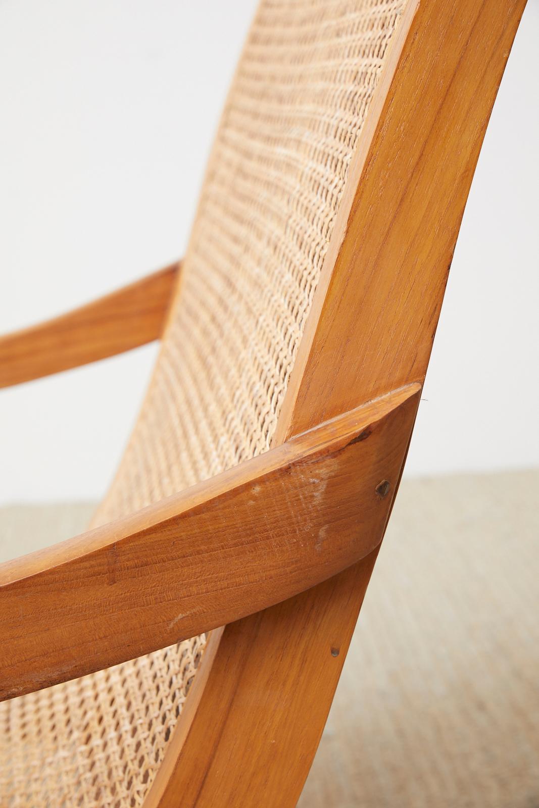 Pair of British Colonial Teak and Cane Plantation Chairs 4