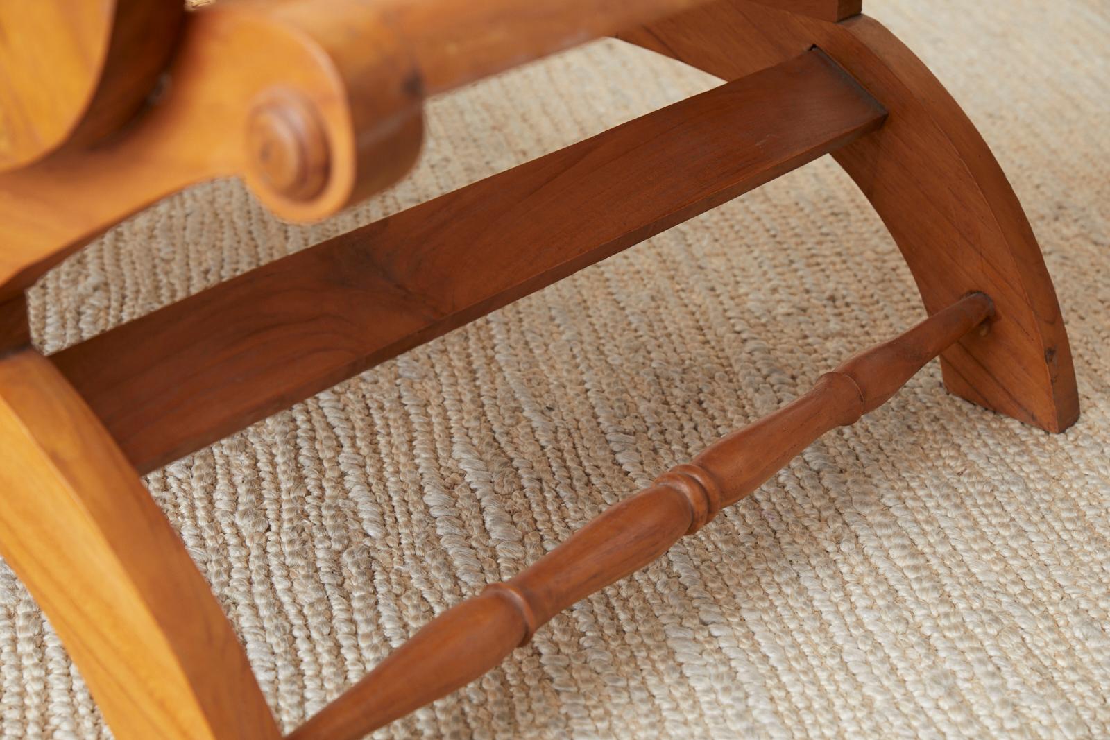 Hand-Crafted Pair of British Colonial Teak and Cane Plantation Chairs