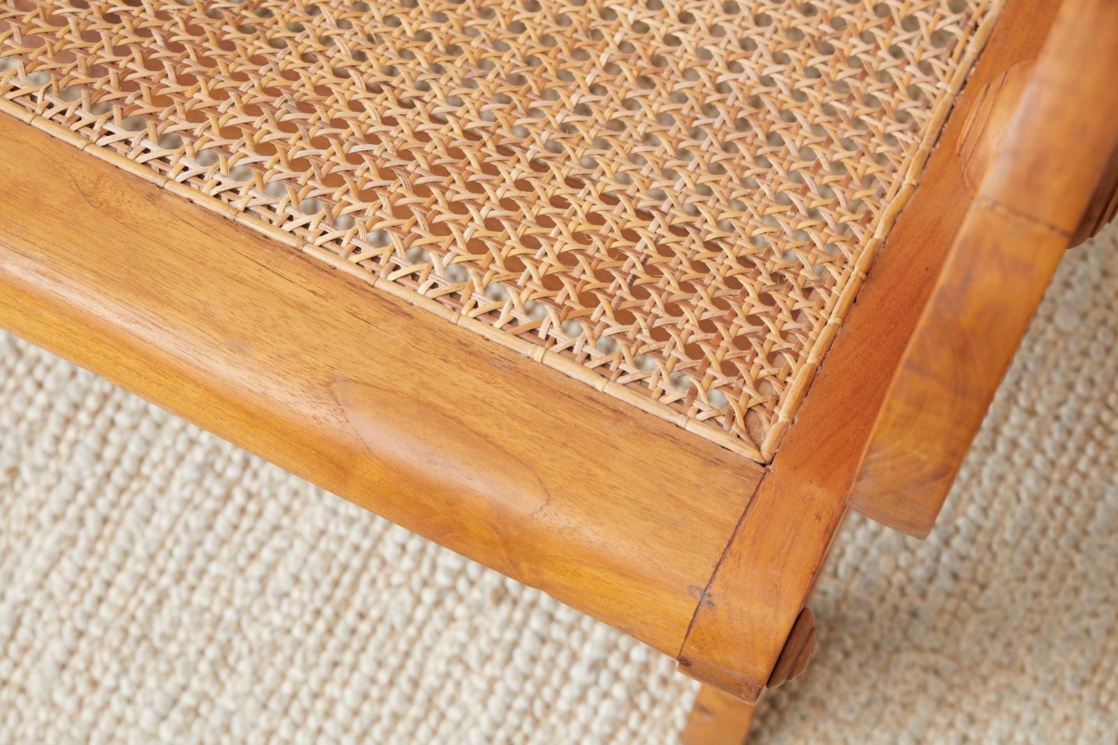 20th Century Pair of British Colonial Teak and Cane Plantation Chairs
