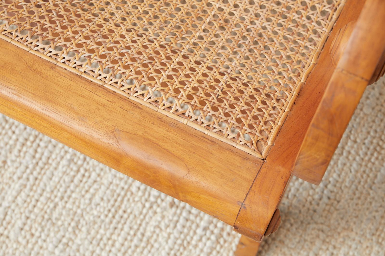 20th Century Pair of British Colonial Teak and Cane Plantation Chairs